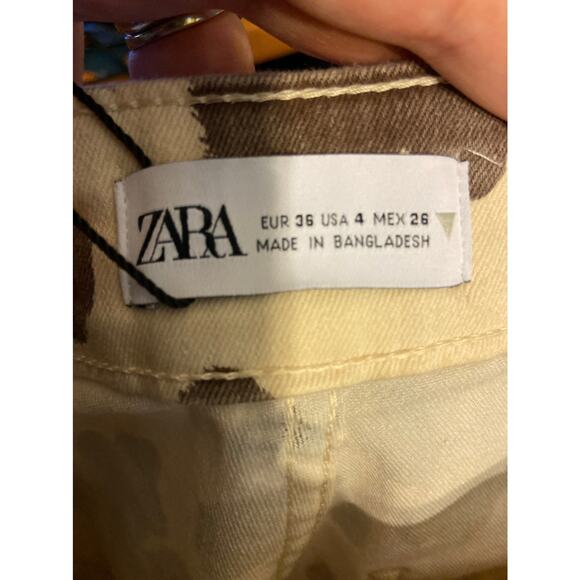 Zara Women's Skinny Jeans - Brown and White - Picture 8 of 9